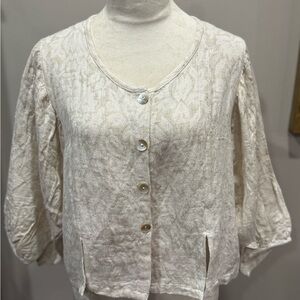 Paper Lace Cream Button-Up Women's Top